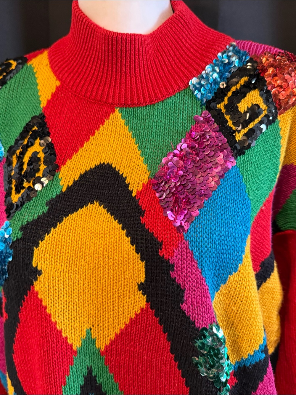 1992 Multicolor Geometric Sweater - Picture 2 of 8